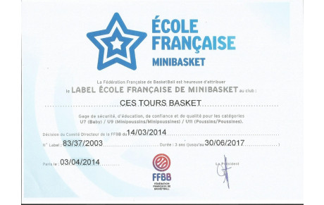 CEST ECOLE DE BASKET : LABEL FFBB