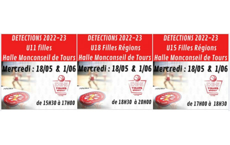 Journée de détection Filles Région les 18 mai et 1er Juin 2022