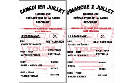 Tournois à Monconseil les 1/07 et 2/07/2023