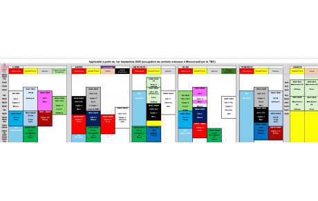 Planning des entraînements 2025-2026